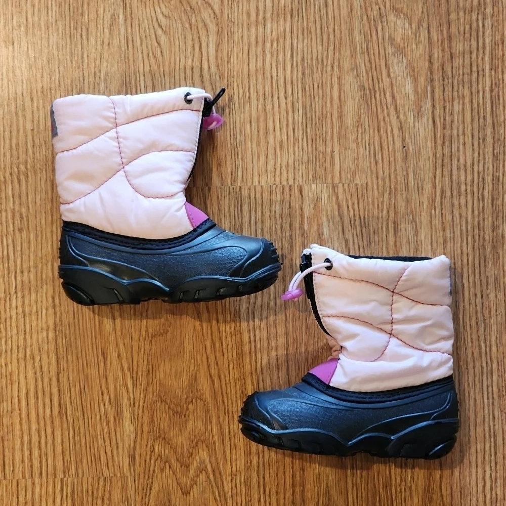 Pink and Black Kamik Girls Snow Boots Size 8